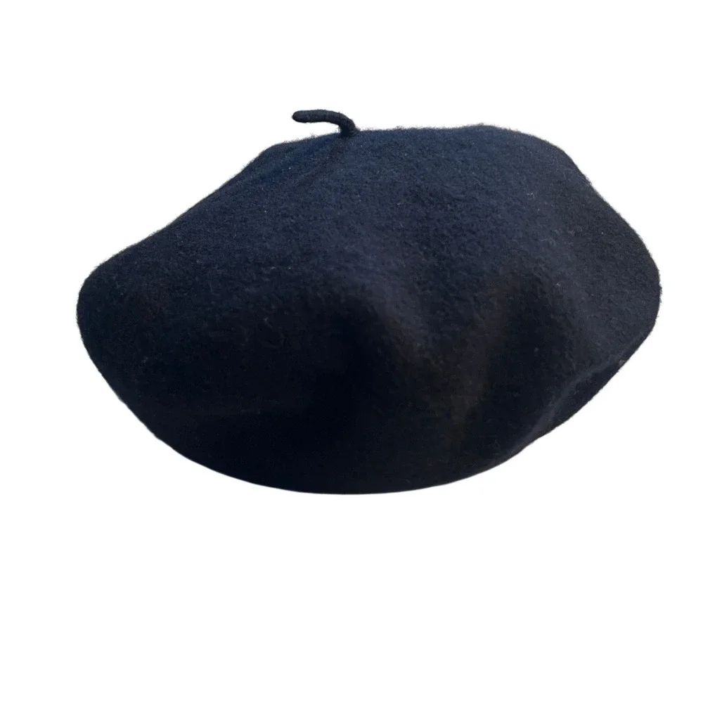 Vintage Arlin Fifth Avenue Classic Black Wool Beret Dark Academia Parisian‎